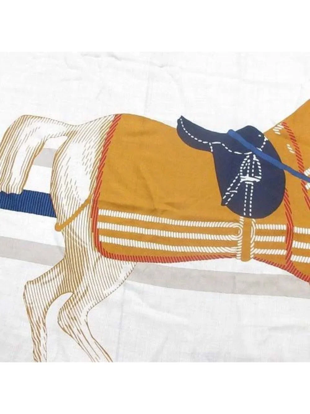 Hermes Carre 100 Horse Wear Scarf Shawl Cashmere Beige